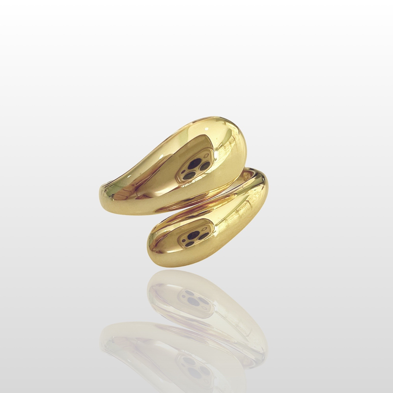 Double drop ring - high quality silver 925 gold plated-null