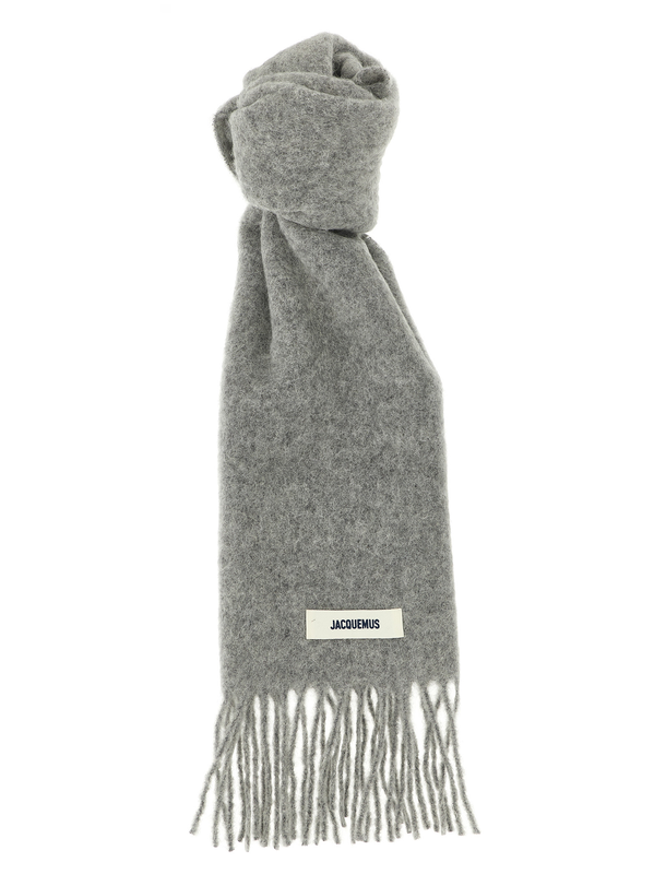 Gray alpaca leather foulard-null