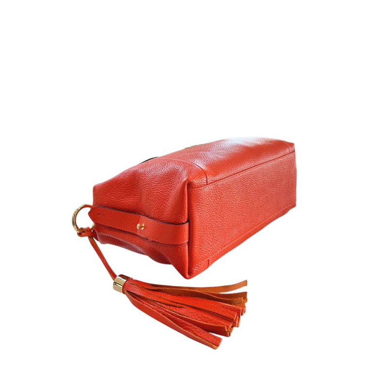Orange leather women handbag-null
