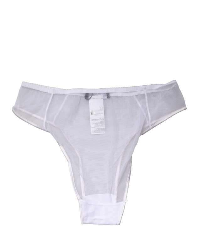White sheer silk stretch high brief underwear-null