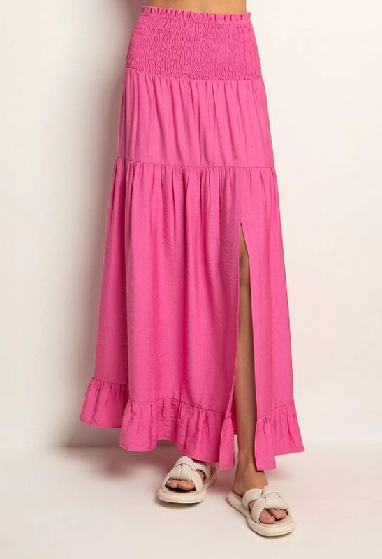 Long skirt with elastic - fuchsia , m-null