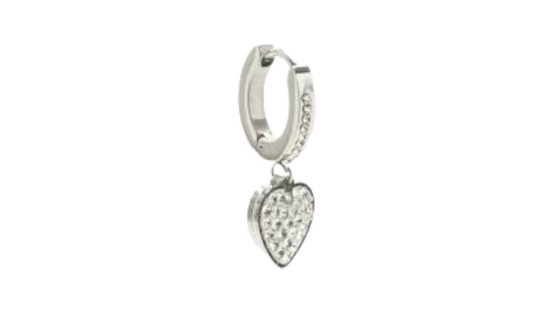 Borghetti pharma hoop hearts with strass silver set , earrings 2pcs-null