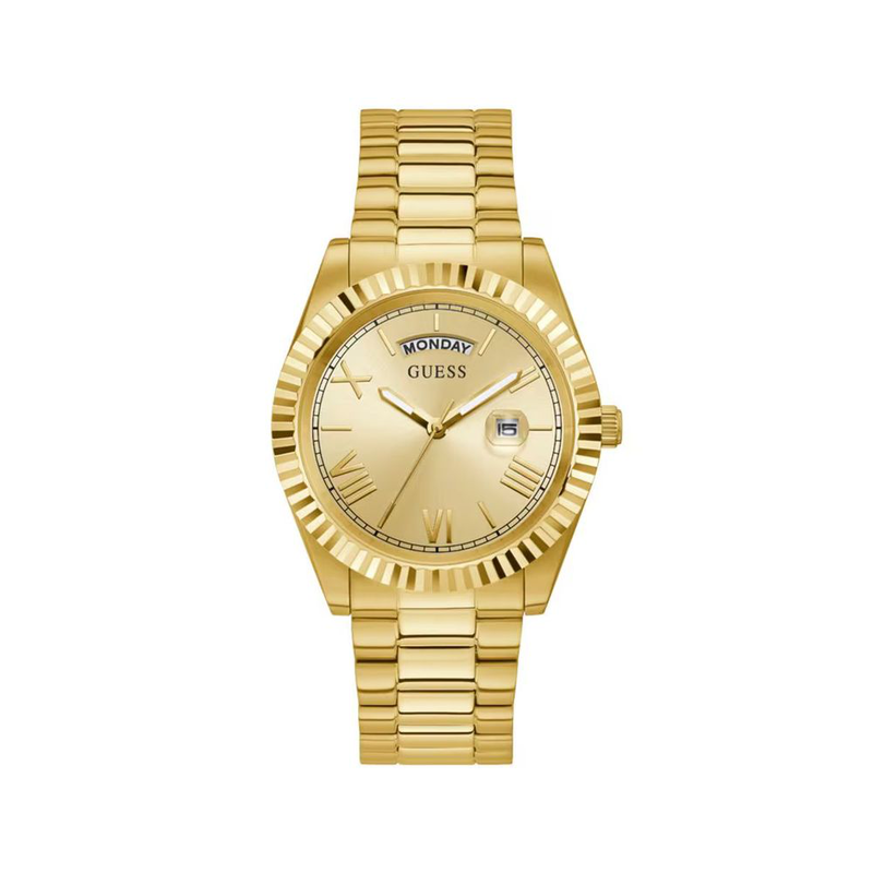 Gold stainless steel dress watch-null