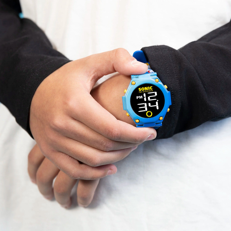Sega sonic the hedgehog character print digital flashing watch image number null