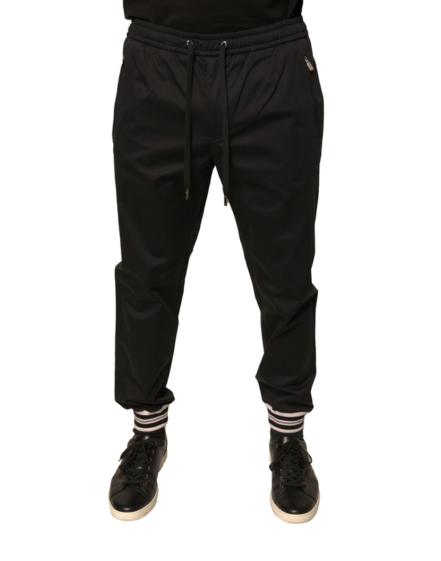 Black cotton stretch jogger sweatpants pants-null
