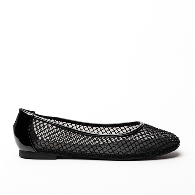 Miss belgini mesh flats with rhinestones, Black, medium