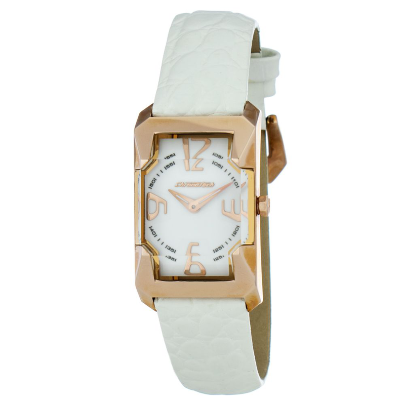 White leather dress watch-null