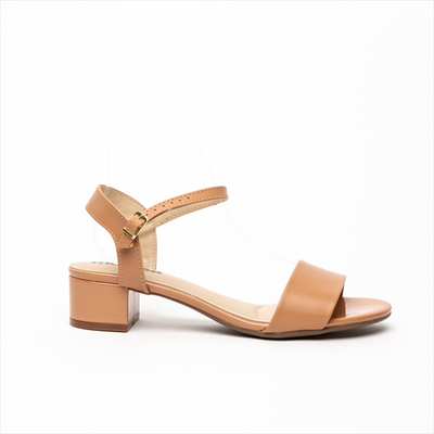 Moleca ankle strap low heel sandals, Nude, medium