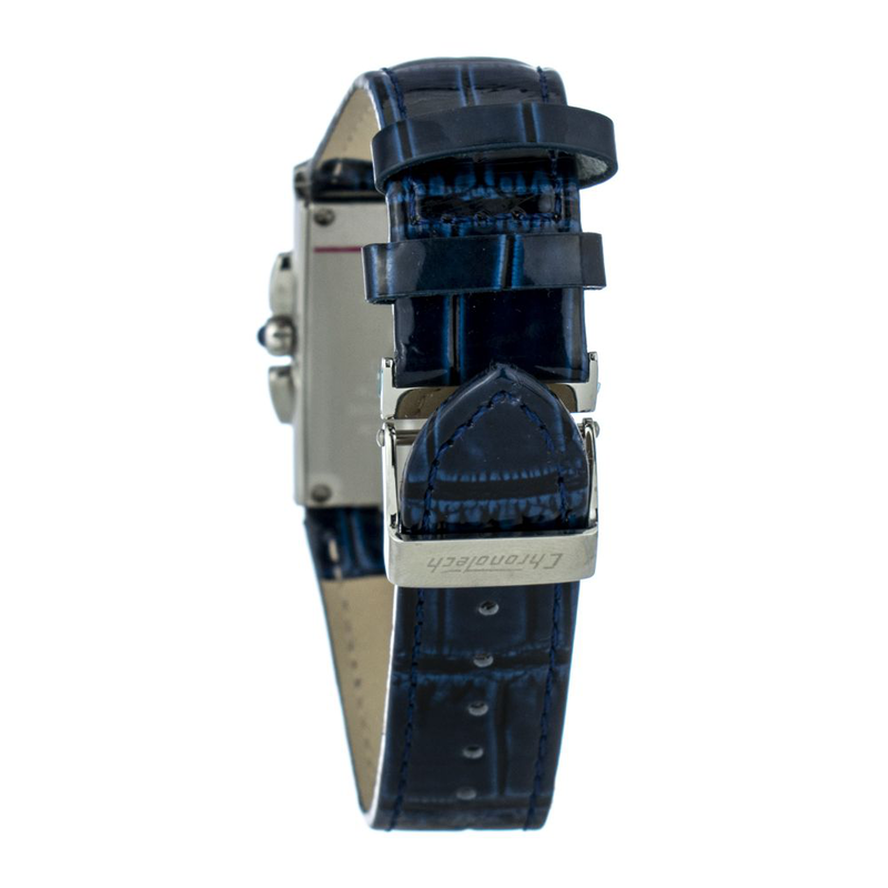 Blue leather dress watch-null