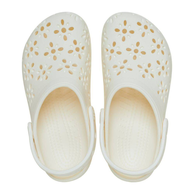 Classic floral cut out clog, Chalk, medium