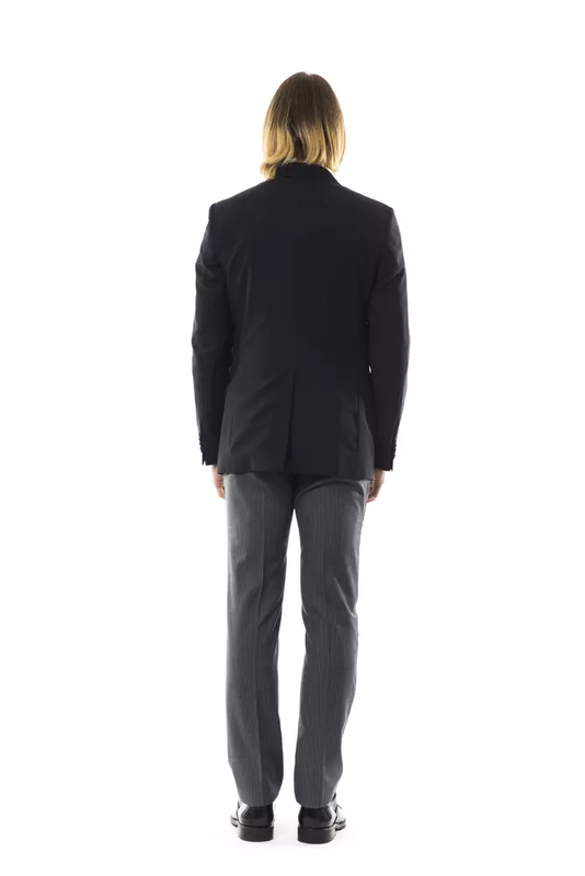Black wool men's blazer-null
