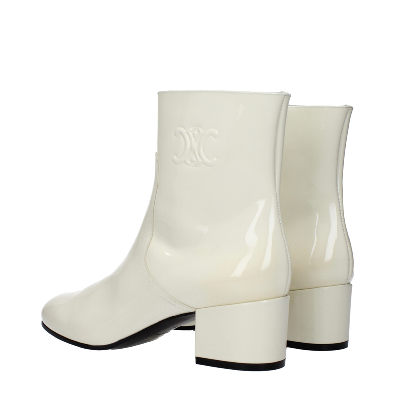 Beige leather ankle boots-null