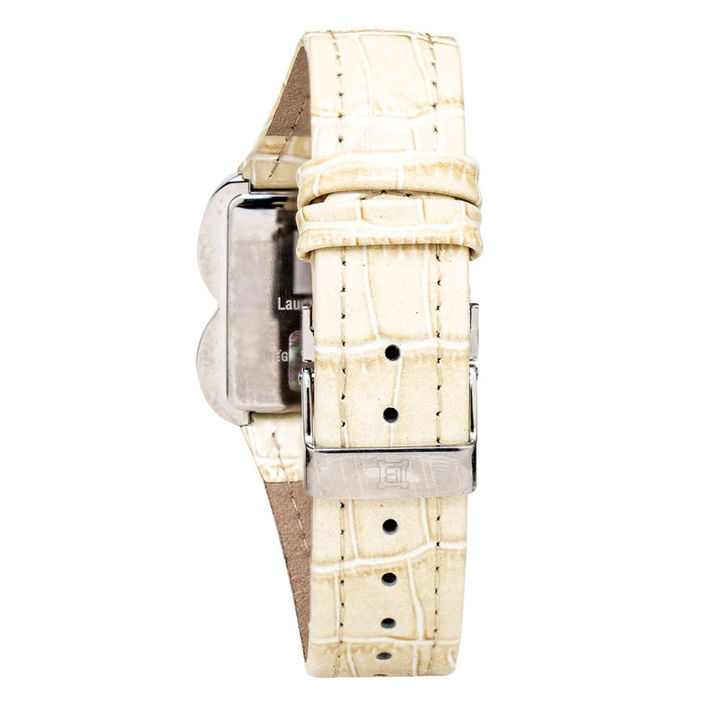 Beige leather dress watch-null