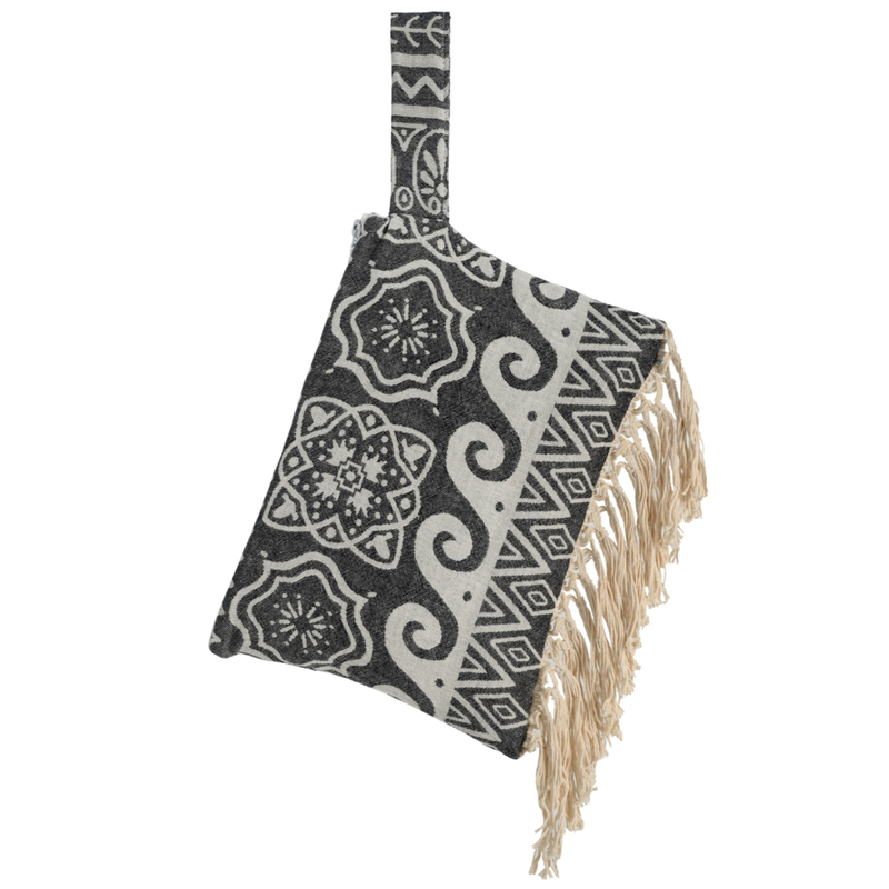 Clutch 'Elliniko' Black Extra Ecru Fringe-null
