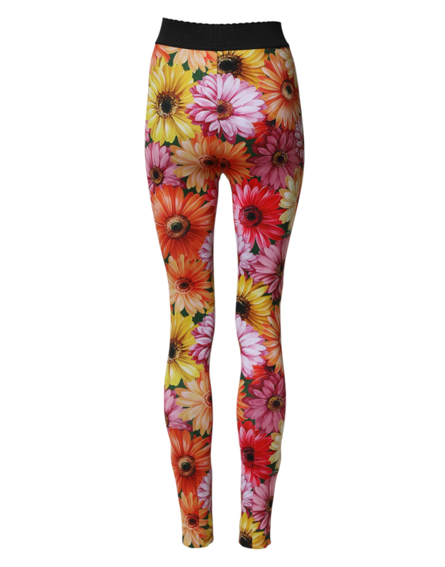 Multicolor floral leggings stretchwaist pants-null