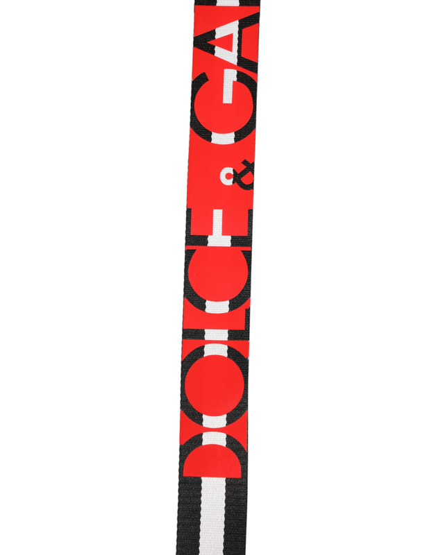 Black white striped logo metal buckle belt-null