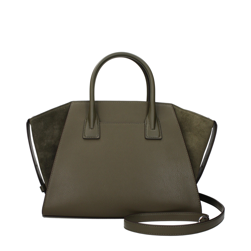 Green leather handbag-null