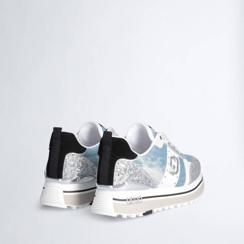 Maxi wonder 71 - platform denim and glitter sneaker-null