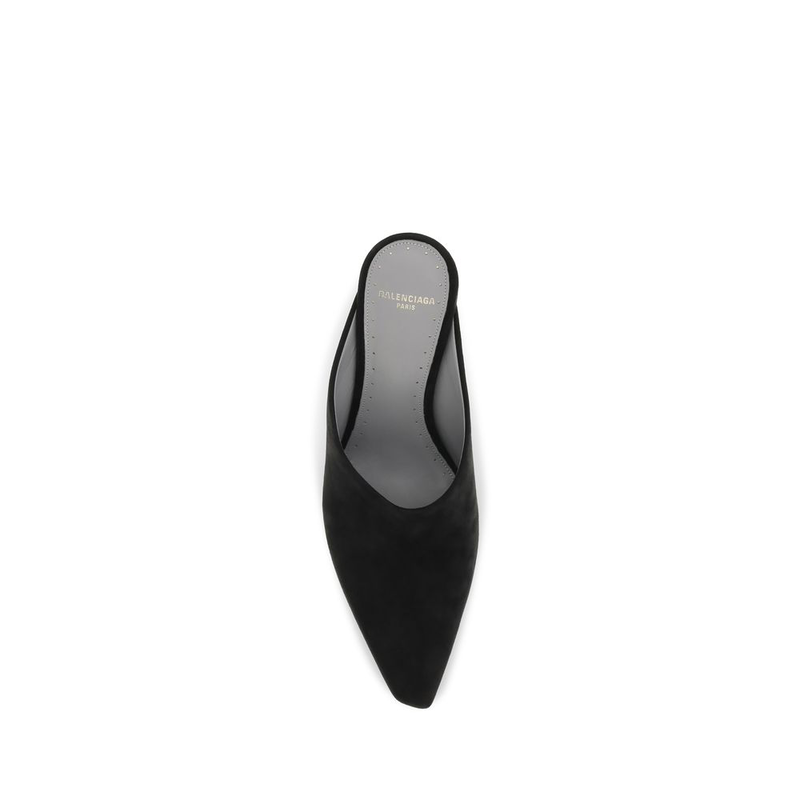 Black suede leather mules-null