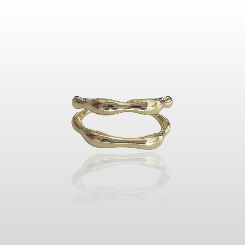 Double line ring - high quality silver 925 gold plated-null