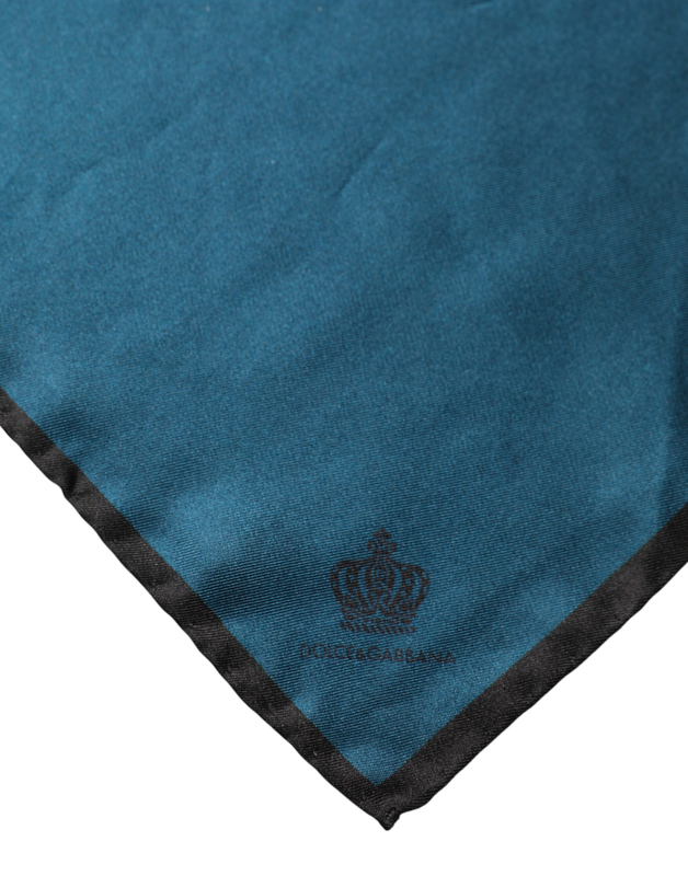 Blue silk square pocket handkerchief scarf-null