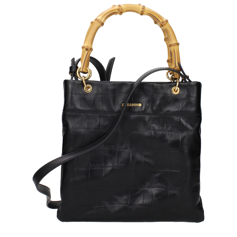 Black leather handbag-null