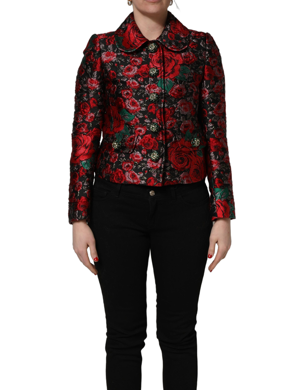 Multicolor floral brocade buttonblazer jacket-null