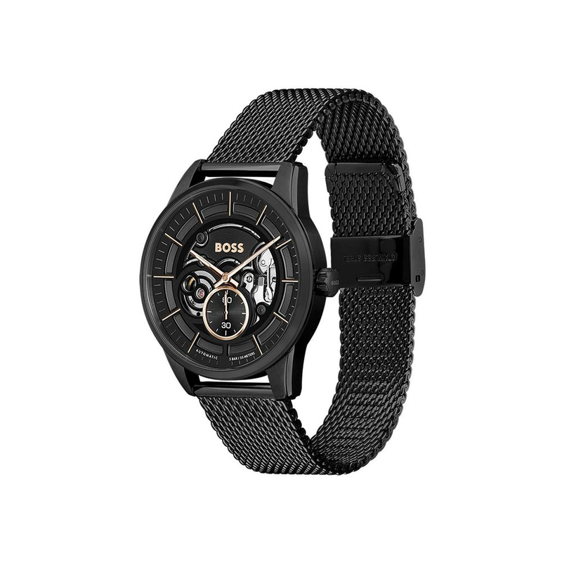 Black stainless steel dress watch-null