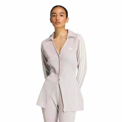 Adidas button down waffle top, Grey Two, medium