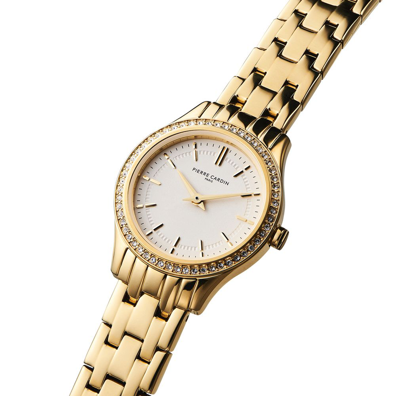 Gold stainless steel dress watch-null