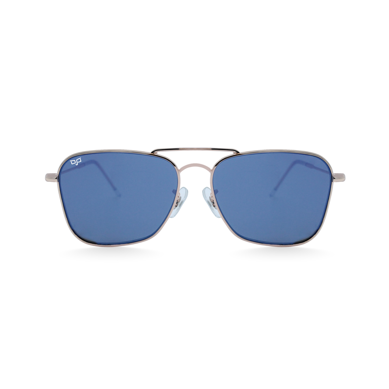 OJO sunglasses everyday gold 54-15 frame and temples with handmade tips and blue reverse lenses rx-null
