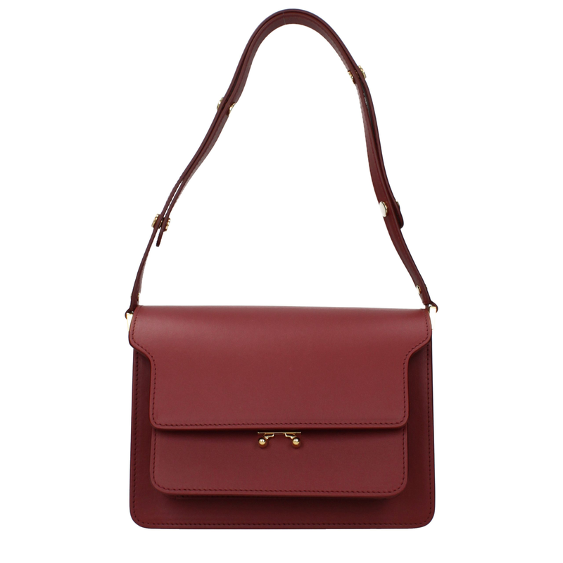 Red leather shoulder bag-null