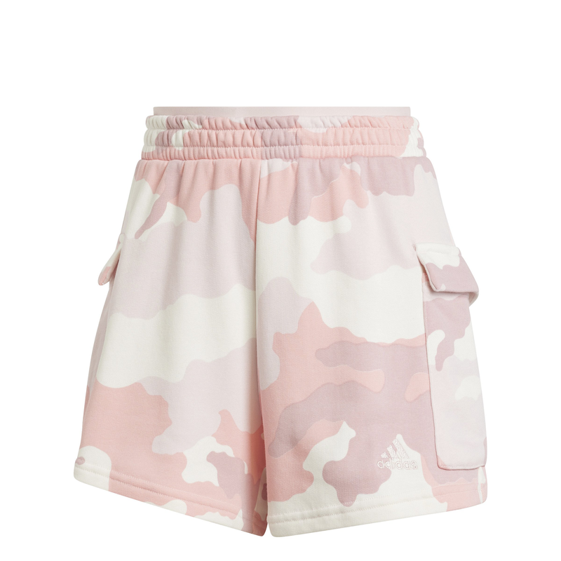 Adidas women's essentials 3 stripes camo print cargo shorts image number null