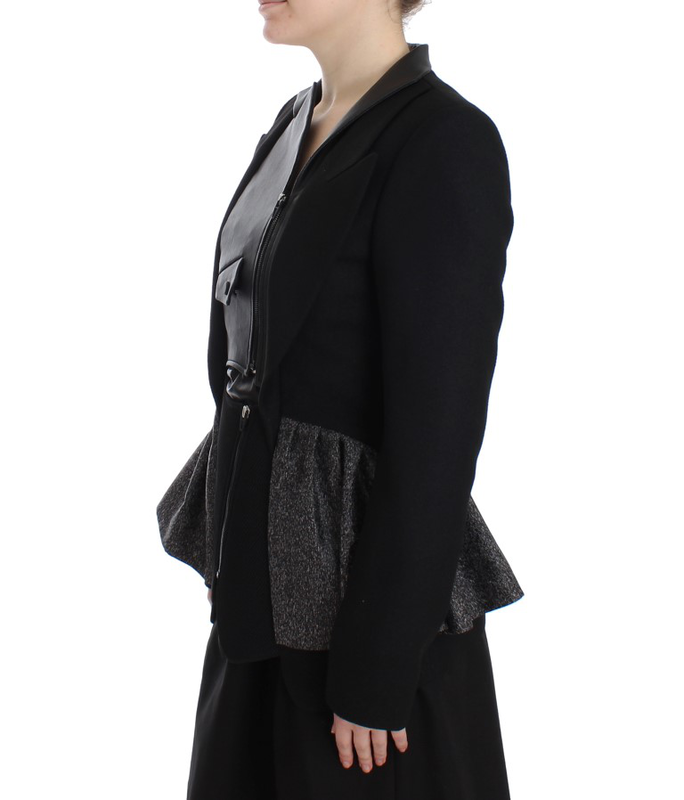 Black short blazer coat biker jacket-null