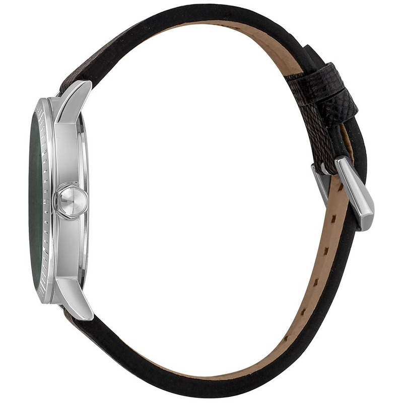 Black leather dress watch-null
