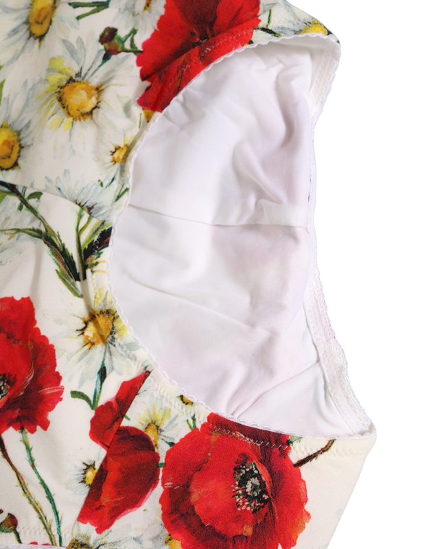 White nylon floral high waisted girdle underwear-null