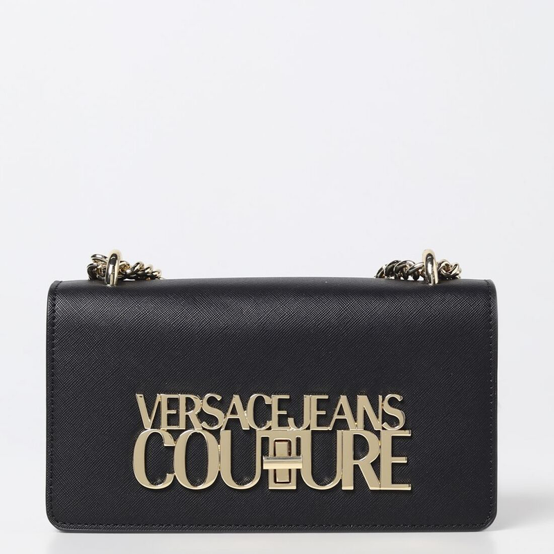 Versace jeans saffiano large logo buckle shoulder bag-null