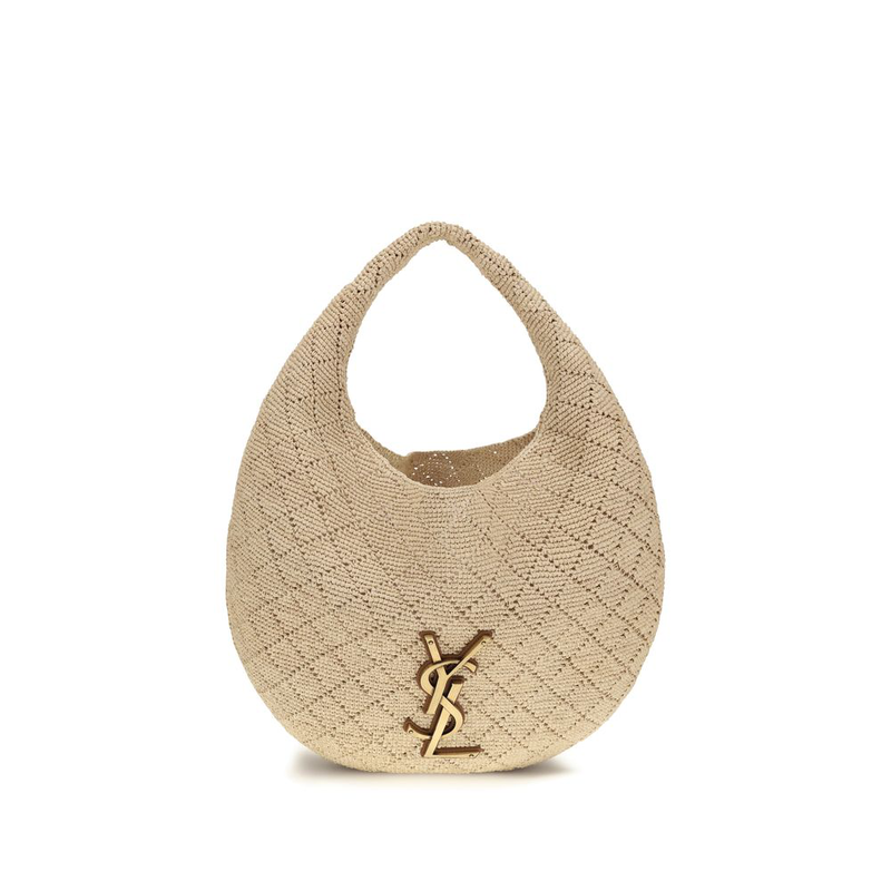 Beige raffia shoulder bag-null