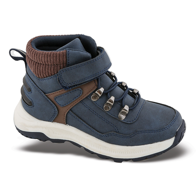 Boys- high top boot - navy with brown, Navy, medium