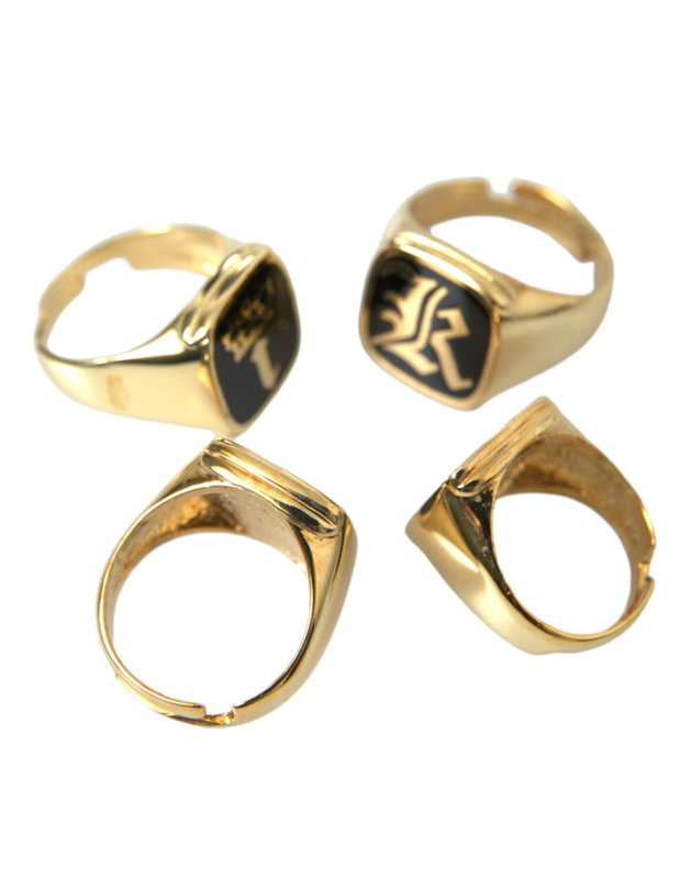 Gold brass king enamel set of 4 ring-null