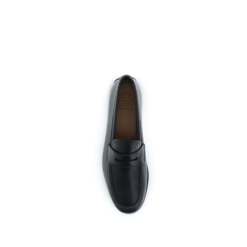 Black calf leather bos taurus slip-on loafers-null