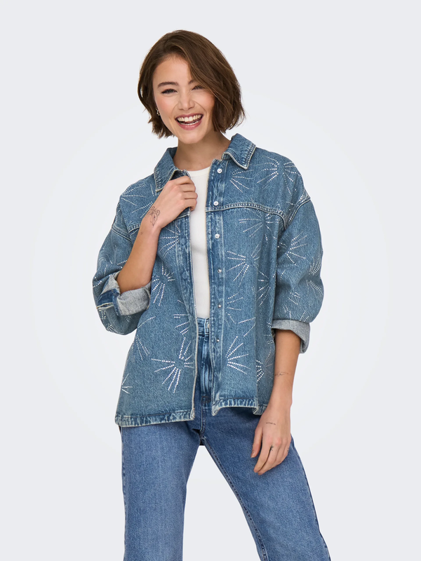 Only emmie denim overshirt strass image number null