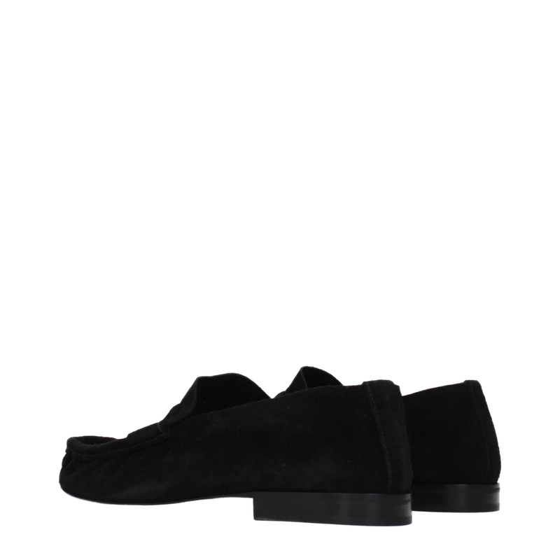 Black leather slip-on loafers-null