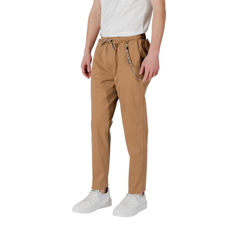 Brown cotton casual pants-null