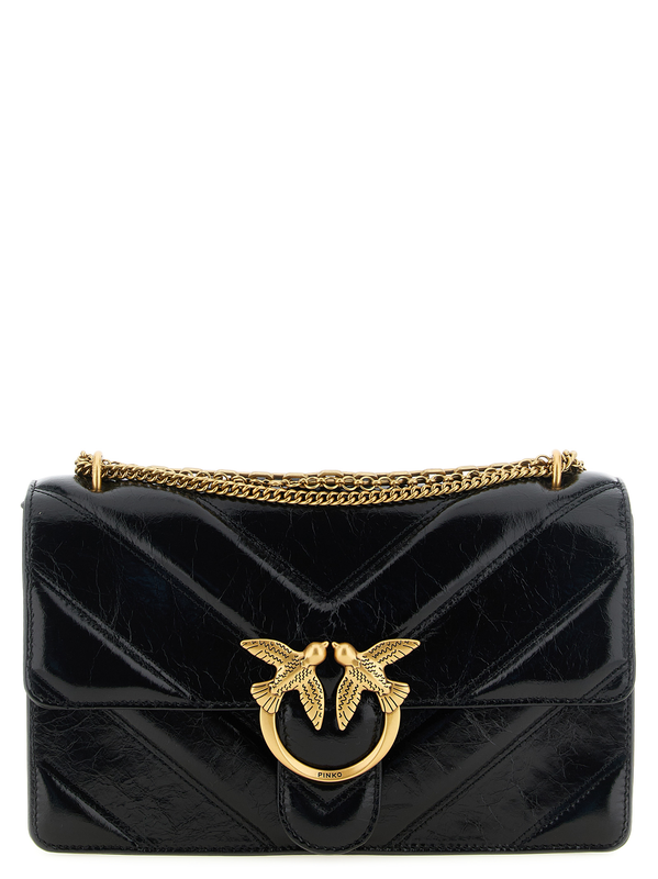 Black calfskin shoulder bag-null