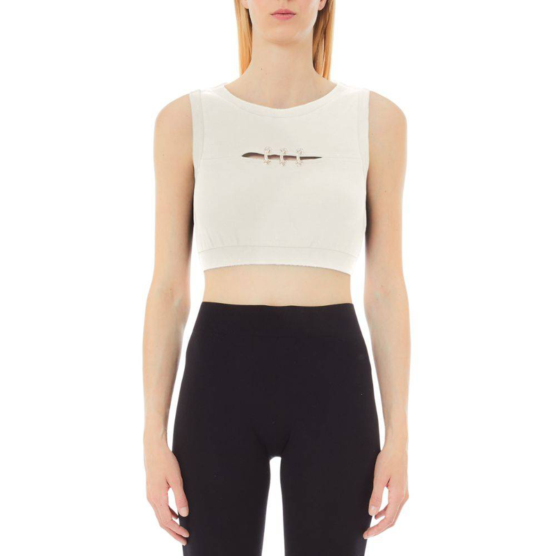Cropped tank top with bejewelled details image number null