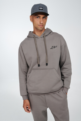 Pcoc signature chest logo hoodie, Grey, medium