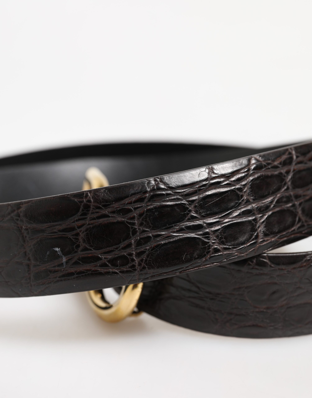 Black exotic leather dg logo buckle belt-null
