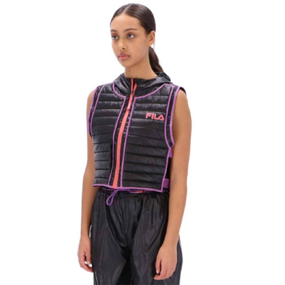 Fila aaliyah open side womens gilet, Black / Berry, medium
