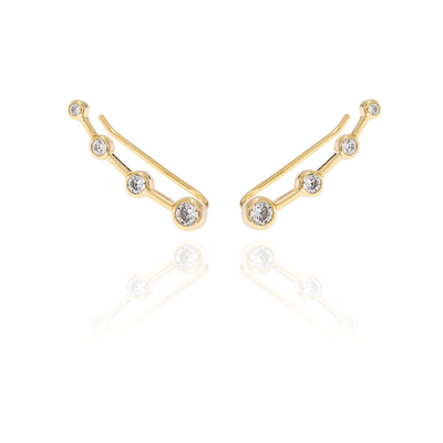 Dot zircon ear cuffs, Gold Plated 18k-white Zircon, medium